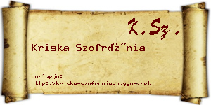 Kriska Szofrónia névjegykártya
